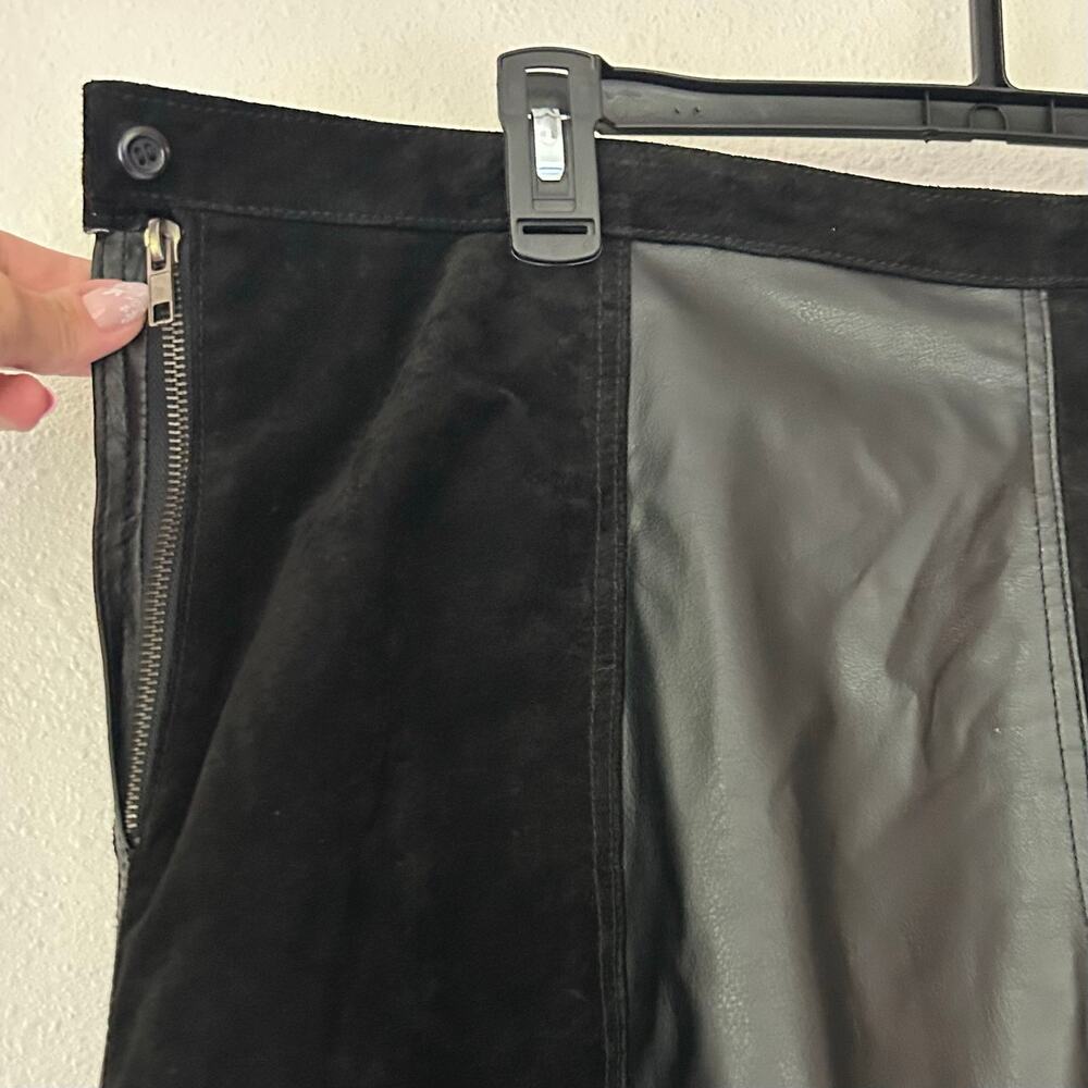 Jamie Nicole Vintage Genuine Leather Patchwork Midi Skirt Black emo goth boho 22 - Picture 7 of 8